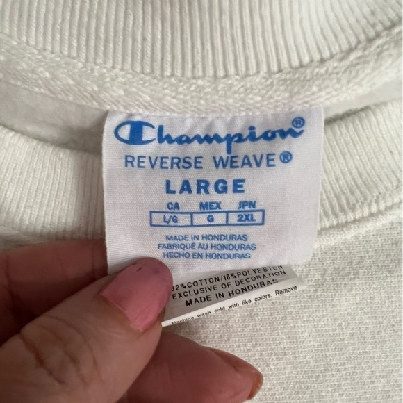 Vintage Champion Reverse Weave Sweatshirt Women’s Sz L White Spellout Logo - Picture 6 of 11